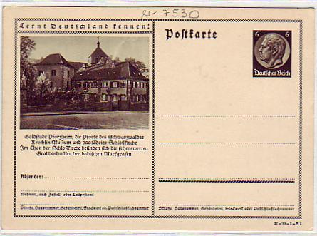 Pforzheim Prvat-Ganzsache vor 1945 Pforzheim Prvat-Ganzsache vor 1945