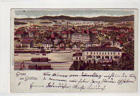 Grottau Bahnhof,Eisenbahn Litho ca 1900 CSSR Grottau Bahnhof,Eisenbahn Litho ca 1900 CSSR