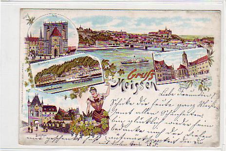 Meissen Meißen Litho von 1899 Meissen Meißen Litho von 1899