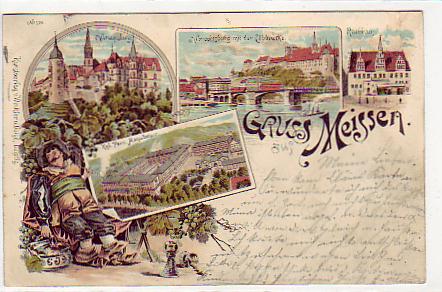 Meissen Meißen Litho Ansichtskarten von 1898 Meissen Meißen Litho Ansichtskarten von 1898