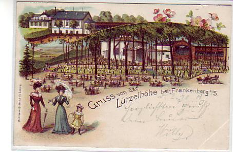 Lützelhöhe bei Frankenberg Sachsen , Litho von 1901 Lützelhöhe bei Frankenberg Sachsen , Litho von 1901