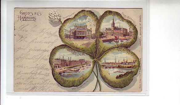 Hamburg Litho mit kleinbild , Kleeblatt 1900 Hamburg Litho mit kleinbild , Kleeblatt 1900