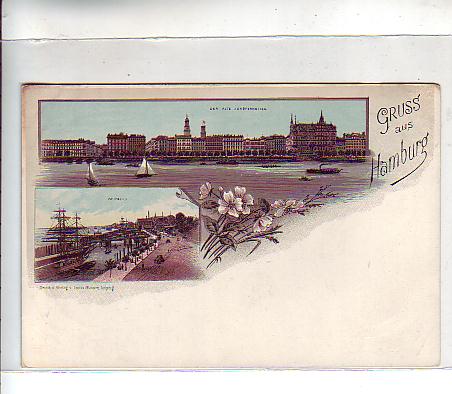 Hamburg Litho St.Pauli und Jungfernstieg ca 1900 Hamburg Litho St.Pauli und Jungfernstieg ca 1900