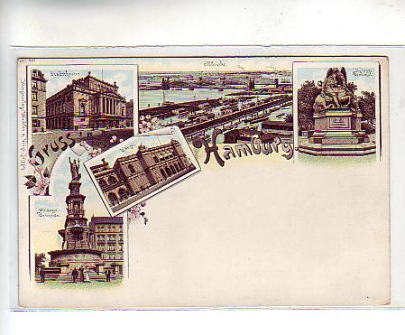 Hamburg Litho Theater,Elbbrücke,Börse ca 1900 Hamburg Litho Theater,Elbbrücke,Börse ca 1900