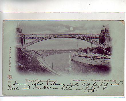 Levensauer Hochbrücke bei Kiel,Nord-Ostsee-Kanal 1898 Levensauer Hochbrücke bei Kiel,Nord-Ostsee-Kanal 1898