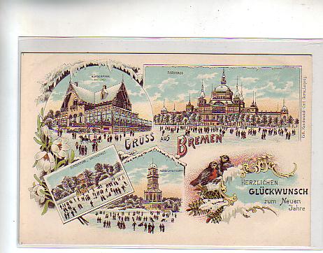 Bremen Parkhaus,Meierei Winter Litho Glückwunsch Neujahr Bremen Parkhaus,Meierei Winter Litho Glückwunsch Neujahr