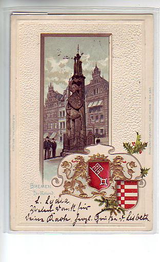Bremen Prägekarte mit Wappen , Passeportou AK 1901 Bremen Prägekarte mit Wappen , Passeportou AK 1901