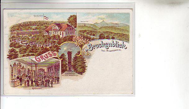 Brockenblick und Restaurant bei Hildesheim Litho ca 1900 Brockenblick und Restaurant bei Hildesheim Litho ca 1900
