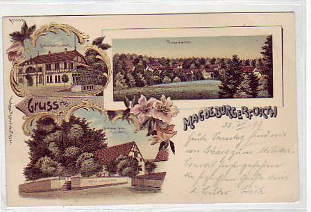 Magdeburgerforth Kr.Burg Litho Ansichtskarte von 1899 Magdeburgerforth Kr.Burg Litho Ansichtskarte von 1899