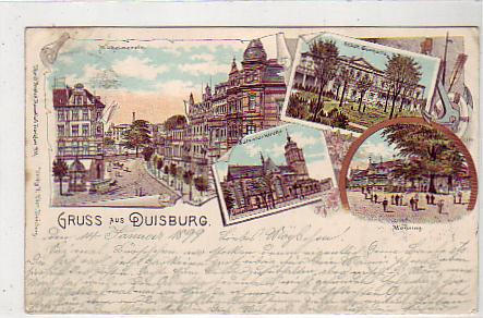Duisburg Litho mit Mülheimerstrasse,Gonhalle,Monning 1899 Duisburg Litho mit Mülheimerstrasse,Gonhalle,Monning 1899