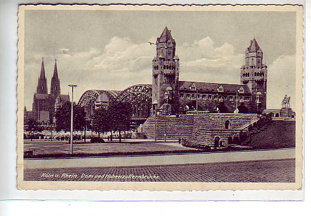Köln am Rhein Hohenzollernbrücke vor 1945 Köln am Rhein Hohenzollernbrücke vor 1945