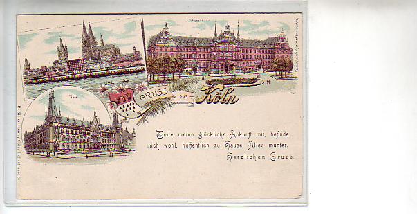 Köln am Rhein Litho Postamt,Justizgebäude ca 1900 Köln am Rhein Litho Postamt,Justizgebäude ca 1900