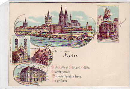 Köln am Rhein Litho mit Gürzenich,Theater ca 1900 Köln am Rhein Litho mit Gürzenich,Theater ca 1900