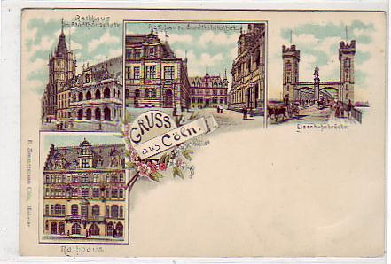 Köln am Rhein Litho Rathaus,Bibliothek ca 1900 Köln am Rhein Litho Rathaus,Bibliothek ca 1900