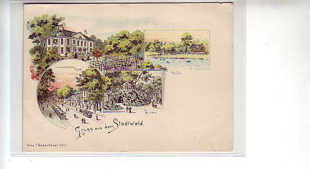 Köln am Rhein Stadtwald mit Gasthaus Litho ca 1900 Köln am Rhein Stadtwald mit Gasthaus Litho ca 1900