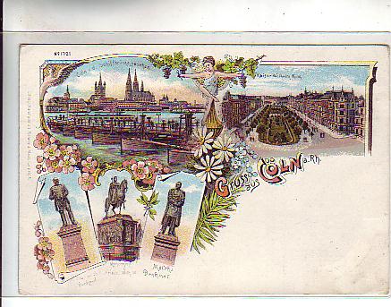 Köln am Rhein Litho Moltke-Bismarck-Friedrich-Wilhelm Denkmal Köln am Rhein Litho Moltke-Bismarck-Friedrich-Wilhelm Denkmal