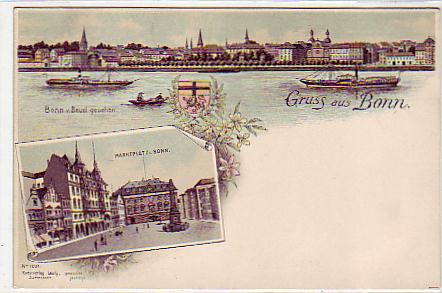 Bonn am Rhein Litho Ansichtskarte ca 1900 Bonn am Rhein Litho Ansichtskarte ca 1900