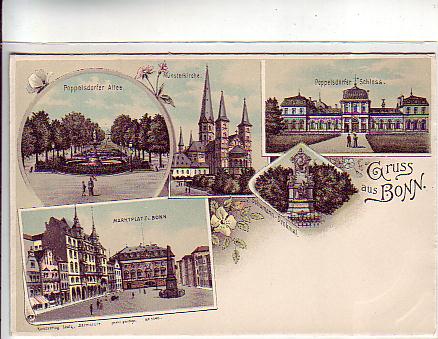 Bonn am Rhein Litho Ansichtskarte ca 1900 Bonn am Rhein Litho Ansichtskarte ca 1900