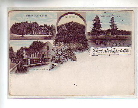 Friedrichroda in Thüringen Tanzbuche,Gottlob,Mühle,Heuberg Litho Friedrichroda in Thüringen Tanzbuche,Gottlob,Mühle,Heuberg Litho