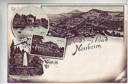 Bad Nauheim Kurhaus,Teichhaus,Sprudel Litho ca 1900 Bad Nauheim Kurhaus,Teichhaus,Sprudel Litho ca 1900