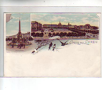 Leipzig Litho Augustusplatz ca 1900 Leipzig Litho Augustusplatz ca 1900