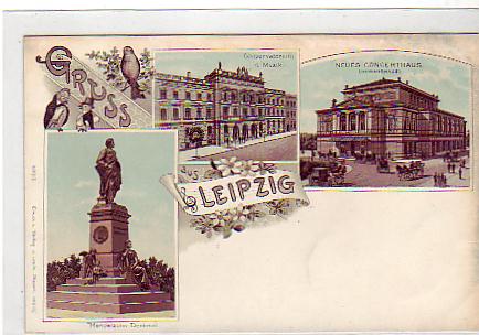 Leipzig Litho Concerthaus,Conservatorium ca 1900 Leipzig Litho Concerthaus,Conservatorium ca 1900