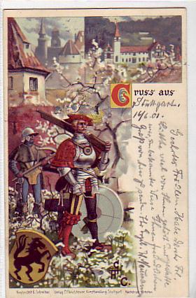 Stuttgart Schiessen, Litho von 1901 Stuttgart Schiessen, Litho von 1901