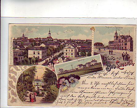 Bad Lausick Litho Ansichtskarte mit Bahnhof 1900 Bad Lausick Litho Ansichtskarte mit Bahnhof 1900