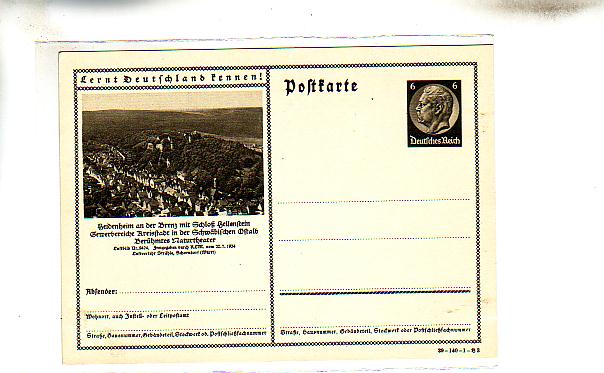 Heidenheim an der Brenz Privat-Ganzsache 1940 Heidenheim an der Brenz Privat-Ganzsache 1940