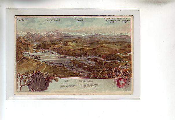 Friedrichshafen,Singen,Rorschach,Bregenz,Bodensee Prägekarte Friedrichshafen,Singen,Rorschach,Bregenz,Bodensee Prägekarte