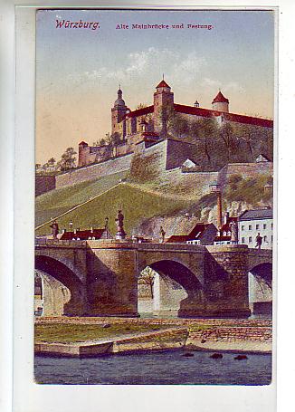 Würzburg Alte Mainbrücke und Festung 1924 Würzburg Alte Mainbrücke und Festung 1924
