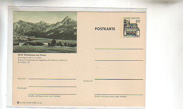 Wießensee bei Füssen am Lech Privat-Ganzsache Wießensee bei Füssen am Lech Privat-Ganzsache