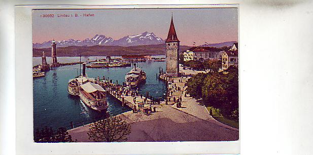 Lindau am Bodensee mit Raddampfer ca 1915 Lindau am Bodensee mit Raddampfer ca 1915