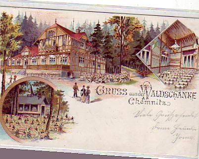 Chemnitz Litho von der Waldschänke 1900 Chemnitz Litho von der Waldschänke 1900