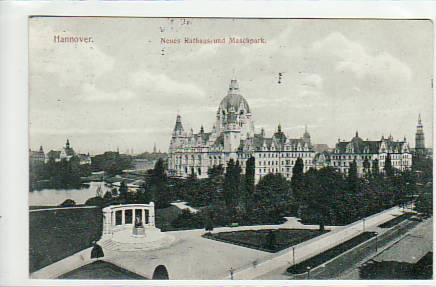 Hannover Rathaus und Maschpark 1912 Hannover Rathaus und Maschpark 1912