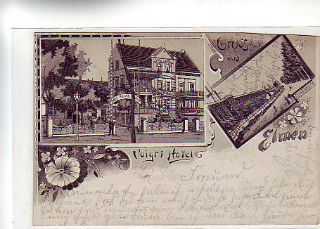 Schönebeck-Bad Elmen an der Elbe Voigts Hotel Litho 1901 Schönebeck-Bad Elmen an der Elbe Voigts Hotel Litho 1901