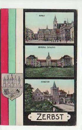 Zerbst in Sachsen-Anhalt Schloss,Markt und Heidetor 1909 Zerbst in Sachsen-Anhalt Schloss,Markt und Heidetor 1909