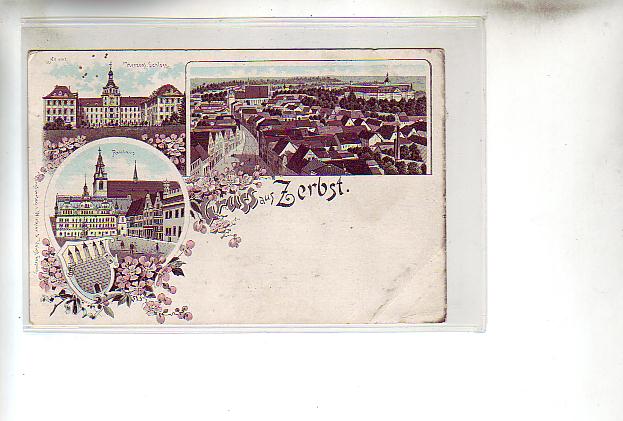 Zerbst in Sachsen-Anhalt Litho Ansichtskarte ca 1900 Zerbst in Sachsen-Anhalt Litho Ansichtskarte ca 1900