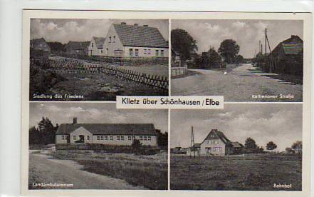 Klietz bei Schönhausen Elbe Bahnhof und Straßen 1958 Klietz bei Schönhausen Elbe Bahnhof und Straßen 1958
