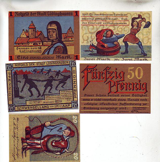 Lüdinghausen 5 Scheine Notgled 1921 Lüdinghausen 5 Scheine Notgled 1921
