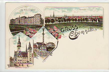 Chemnitz Litho mit Landesgericht ca 1900 Chemnitz Litho mit Landesgericht ca 1900