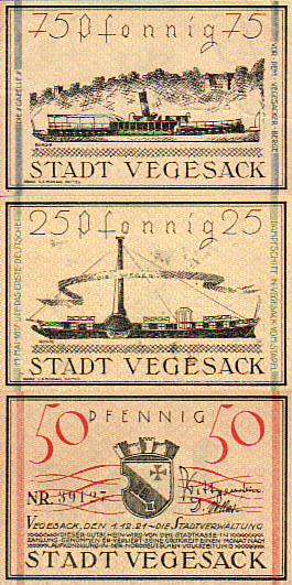 Bremen-Vegesack 3 Scheine Notgeld Bremen-Vegesack 3 Scheine Notgeld