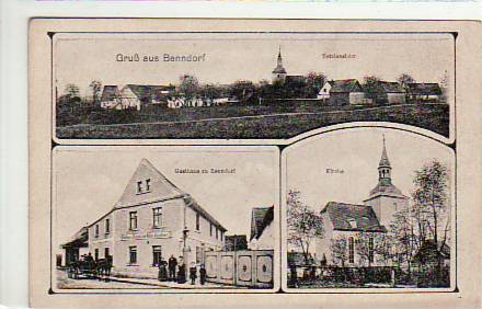 Benndorf mit Gasthaus und Kirche ca 1925 Benndorf mit Gasthaus und Kirche ca 1925