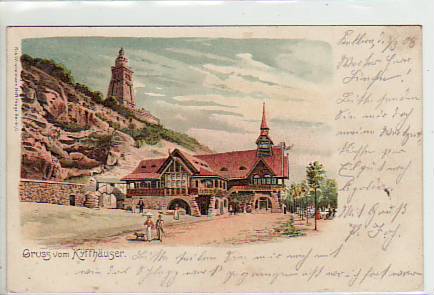 Kyffhäuser bei Kelbra ,Frankenhausen Litho von 1908 Kyffhäuser bei Kelbra ,Frankenhausen Litho von 1908