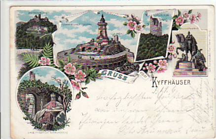 Kyffhäuser und Rothenburg bei Kelbra ,Frankenhausen Litho 1901 Kyffhäuser und Rothenburg bei Kelbra ,Frankenhausen Litho 1901