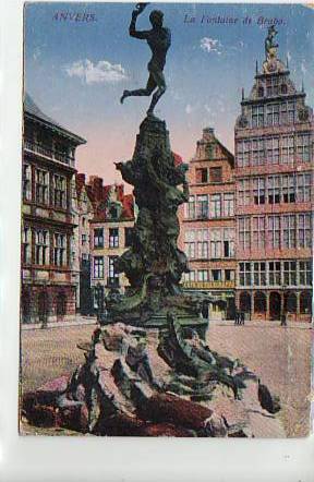 Antwerpen Anvers Belgien La Fontaine de Brabo ca 1915