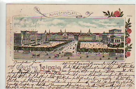 Leipzig Litho Bruno Bürger Augustusplatz 1897 Leipzig Litho Bruno Bürger Augustusplatz 1897
