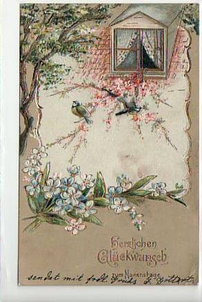 Glückwunsch zum Namenstage Prägekarte 1902 Glückwunsch zum Namenstage Prägekarte 1902