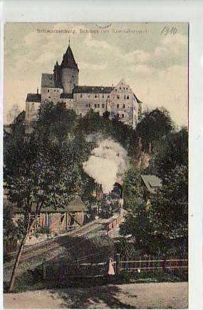 Schwarzenberg Erzgebirge Schloss und Eisenbahn 1910 Schwarzenberg Erzgebirge Schloss und Eisenbahn 1910