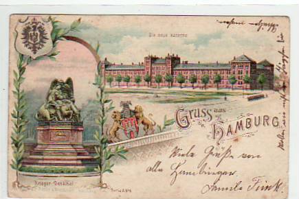 Hamburg Kaserne Litho 1901 Hamburg Kaserne Litho 1901
